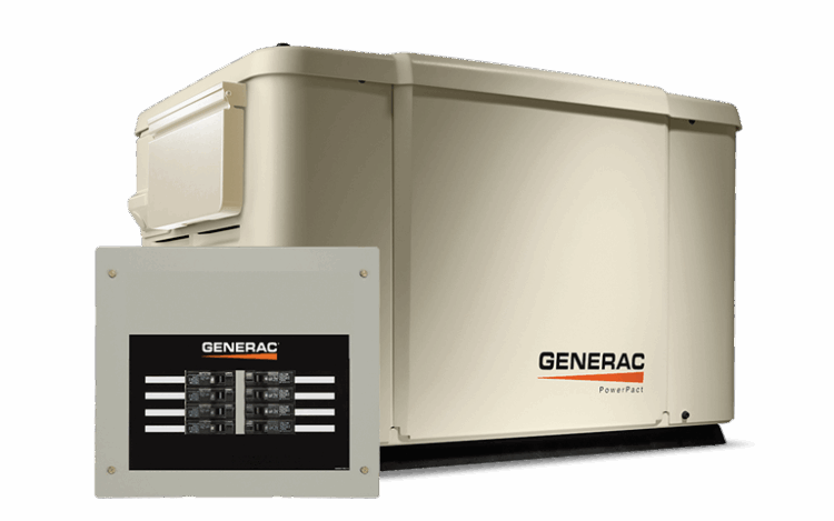 PowerPact 7.5kW Home Backup Generator with 8-circuit Transfer Switch